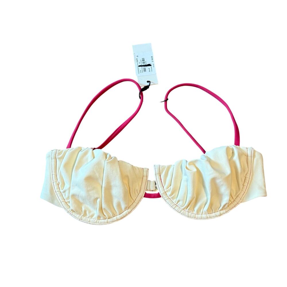 Montce Cream Rasberry Binded Petal Bikini Swim Top Size Small